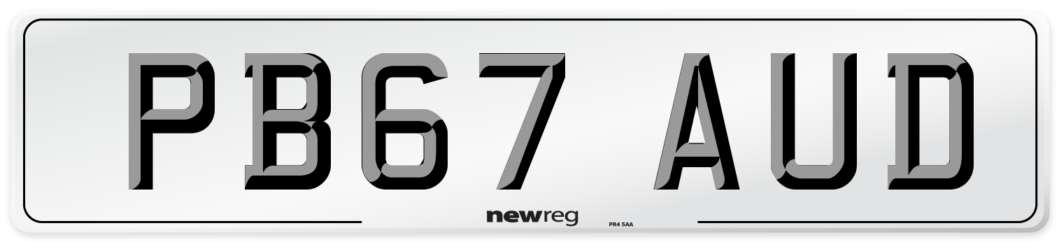 PB67 AUD Number Plate from New Reg